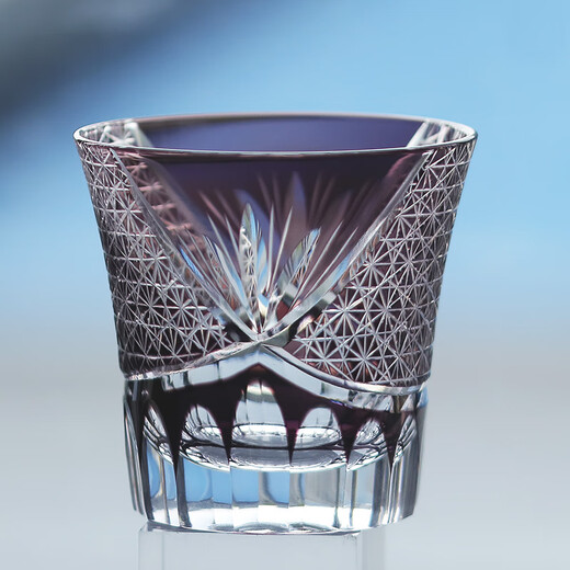 Chizhi Edo Kiriko Bohemian whiskey cup handmade high-quality beer glass wine glass gift box cup glass purple chrysanthemum 220ml 1 piece