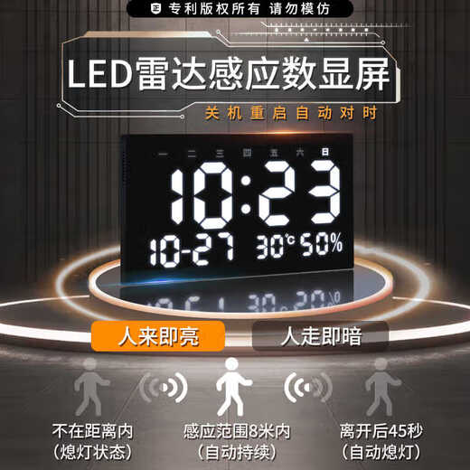 Hanxuan 2025 Nuevo restaurante de decoración de restaurantes Sala de estar electrónica Sala de estar detrás de la pared del radar Pantalla de pared de la pared de la pared Pintura de reloj JD13533 Modelo de pantalla digital 80*40 (Adecuado para restaurantes de aproximadamente 1.2 metros) Crystal Imagen PVC Gold Edge/Plug
