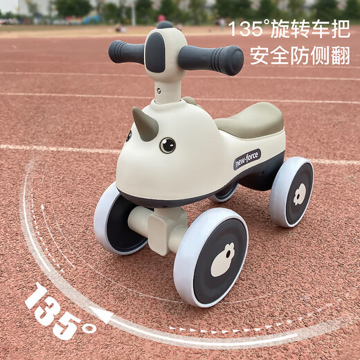 倍贝乐儿童平衡车1-3-6-12岁宝宝滑步车2-5岁小孩单车无脚踏四轮滑行车 棕色 (灯光音乐+静音轮+马鞍座 儿童玩具车男女孩生日礼物