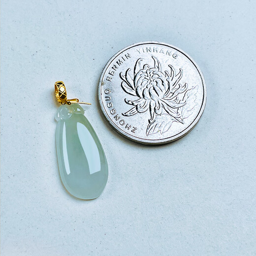 Fiber bundle (QIANSHU) 18K gold buckle head circle pattern melon seed buckle Buddha jade jade inlaid K gold pendant buckle necklace pendant accessories k yellow oblique needle