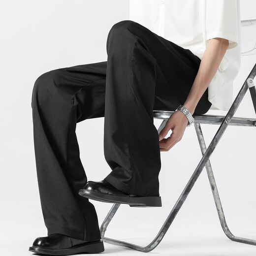 Foss Phil Pants Мужской весна и осень слегка вспышка с широкими ногами, опускающими трехконтактные высококачественные брюки для повседневного костюма K1110 Black l