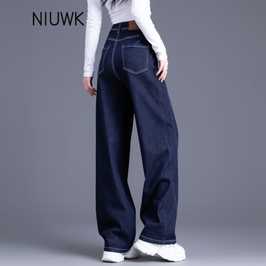 You Niu Me Pants Straight Leg Pants Jeans Women's Pants 2024 New Summer High Waist Casual Women's Pants Women's Slim Loose Wide Leg Pants Light Blue 26