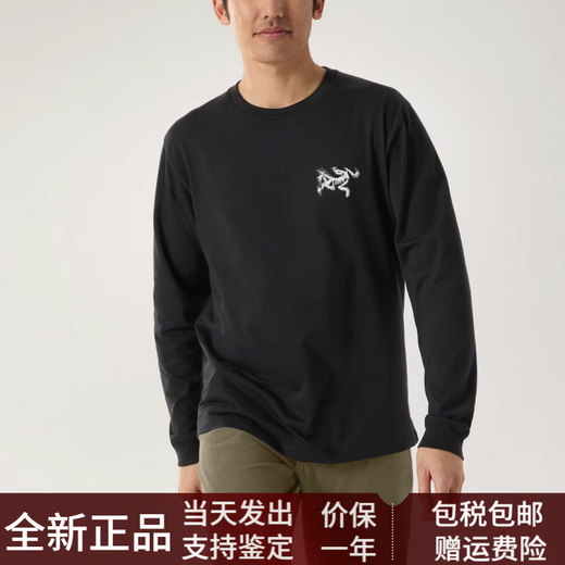 始祖鸟（ARC'TERYX）新款时尚舒适透气简约KRAGGSLlogo印花透气长袖T恤男款 石绿色/磷光/Stone Green XS