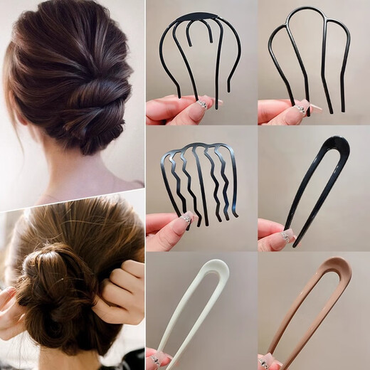 Yinmi Enrmiiv Lazy Vierzahniges Kammbrötchen Fixes Haarartefakt für Frauen 2024 neues Haar Kamm U-förmiges Haarnadelhaarnadung Kopfschmuck U-förmige Welle Haarnadel-Six-Stück-Set