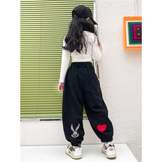 Mädchenhose Herbst- und Wintersport-Kaninchen 2025 Neue Kinder plus Samtmädchen-Hosen große Kinderbindungen Hose Herbst NN-JA983 [Aprikosenfarbe] plus Samtstil 150 cm