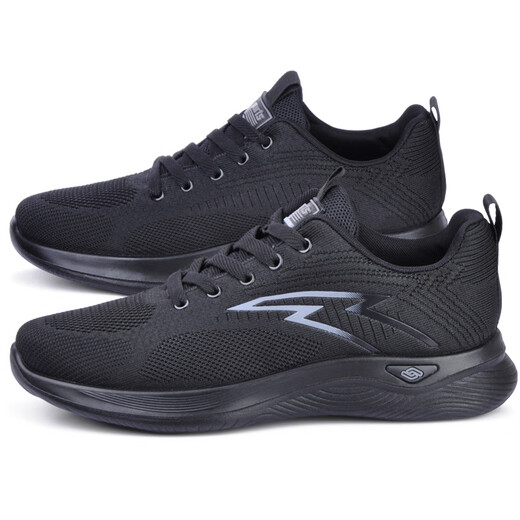 Mengxi Spring and Autumn Shoes Men's Summer Breathable Middle-aged and Elderly Casual Sports Shoes Men's Mesh Black Work Shoes Cloth Shoes Men's Single Shoes A15-6621 Black (Spring and Autumn) 39