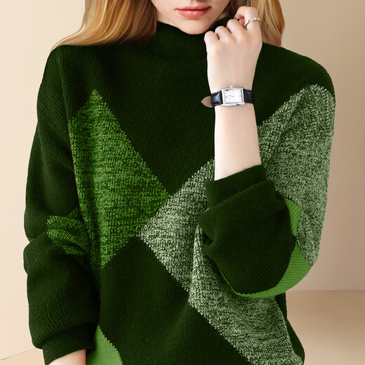 Difelige European and American temperament contrasting lazy style sweater for women 2024 new winter loose warm sweater picture color 2XL
