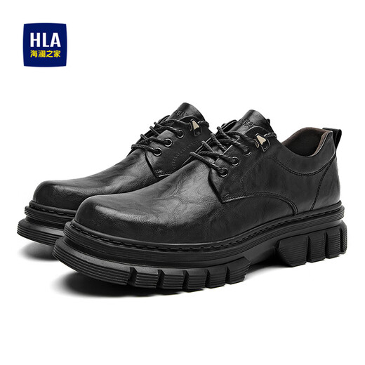 Heilan House (HLA) Chaussures pour hommes Chaussures de travail à semelle épaisse Chaussures de travail décontractées en cuir pour hommes HAAGZM1DFE025 Noir 43
