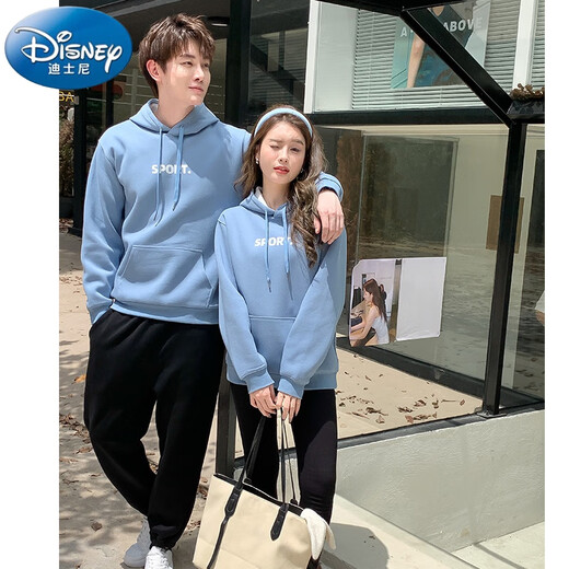 Disney autumn and winter parent-child clothing for a family of four blue sweatshirts 2025 new trendy family clothing Western mother-daughter clothing class uniforms denim blue plus velvet sweatshirt 185 dad XXL size 155-175Jin Jin is equal to 0.5 kg