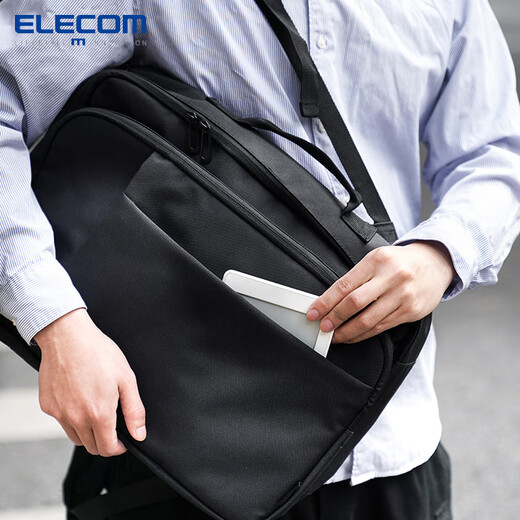 宜丽客（ELECOM）双肩包男女背包书包防泼水多功能通勤大容量笔记本电脑包16英寸 黑色