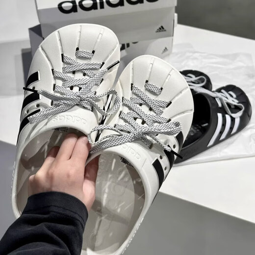 
Adidas official ship store casual shoes men's shoes 2025 autumn new sports shoes outdoor breathable hole shoes beach slippers JH9849 white 42