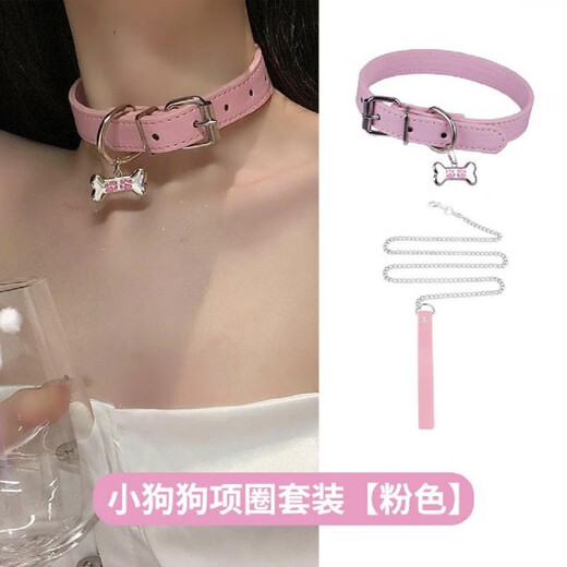 诗筠（SHIJUN）小狗项链情趣项圈性感个性锁骨链女朋友牵引绳情侣男女颈 黑色(单件)XL10971