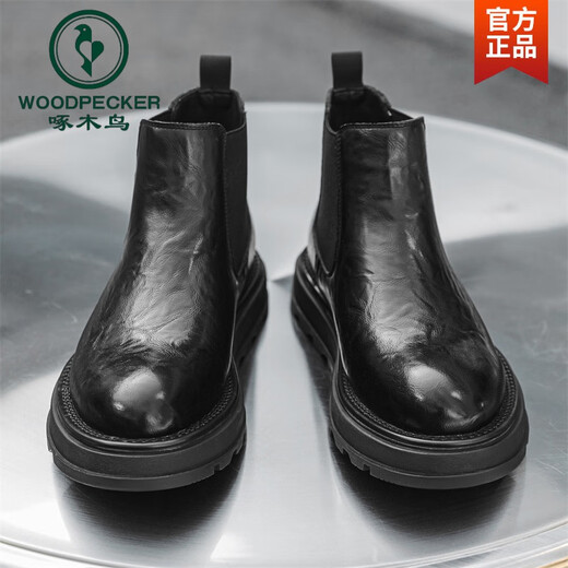 Woodpecker Chelsea Boots Boots Men's Bothotes Automne et hiver NOUVELLE CHAUSSIONS HOMMES BRIT BRITANNE BOOTS CHAUIQUES VÉLICATIONS BOOTS MARTIN ÉPARGE BOOTS MEN'S BOOTS NOIR 38