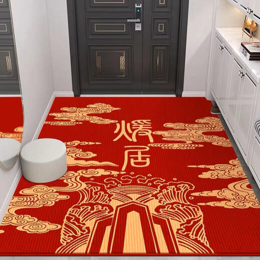 Shansui's housewarming floor mat, door mat, moving carpet, doorway, home entrance, new home, red vertical floor mats, copper coins - pattern for good luck in entering the house, vertical version 120*160 cm