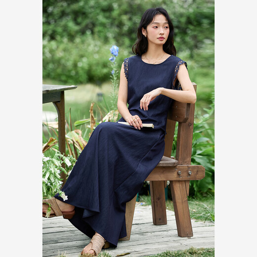 Van Ximan Temperament Simple Design Traje Falda para mujeres 2025 Summer nuevo sin mangas Falda Top Set de dos piezas M9882 Universo Osck Blue S