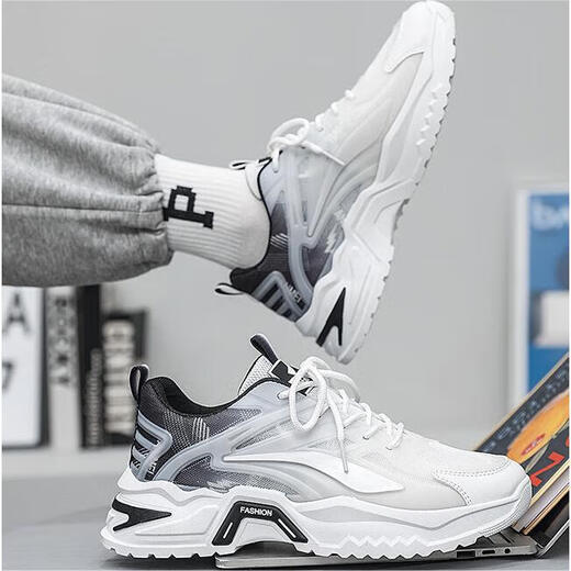 Fan xiaoru zapatillas para correr para hombres 2025 nuevos zapatos de entrenamiento militar zapatos deportivos transpirables zapatos para estudiantes zapatos de papá negro versátiles de moda