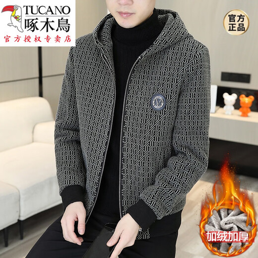 
Woodpecker (TUCANO) woolen jacket for men in spring, autumn and winter 2024 new men's jacket autumn plus fleece top casual Korean version men's clothing 9923 brown (added plus fleece) thickened 4XL