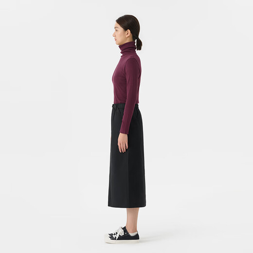 MUJI women's mercerized twill narrow skirt long skirt women's autumn skirt BEY02C4A black M (160/66A)