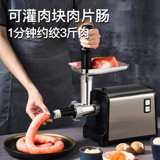 MathDeray German quality electric sausage stuffer machine household sausage stuffer machine new fully automatic small meat grinder in one black diamond standard version (800 watts peak power)