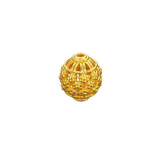 Fat Donglai same style 18k gold beads loose beads 18K gold accessories diy all-over gold hand-woven rope bracelet separated by beads hollow No. 6