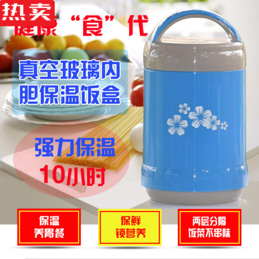 拓进德国进口品质保温饭盒玻璃内胆双层真空长保温桶便当便携大容量学 不挑色【9734】+条纹袋 1L