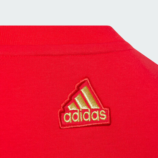 Adidas Детская одежда весенний фестиваль припечаток повседневная круглая толстовка для мальчиков и девочек JF3883 красные 140 см.