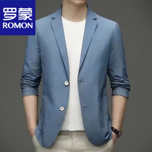 罗蒙（ROMON）夏季男士冰丝无痕防晒西服外套纯色弹力薄款西装上衣 深灰色 -718 4 【建议130-145斤】