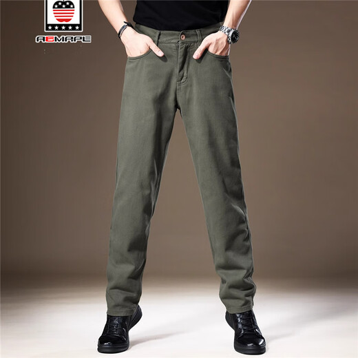
AEMAPE high-end simple wide-leg casual pants for men in summer pure cotton comfortable loose breathable straight-dial long pants for men 1098 khaki L