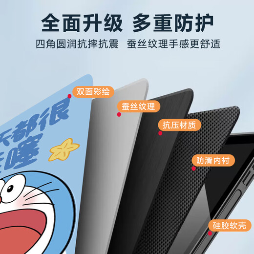 酷玛思 适用苹果iPad9保护套10.2英寸带笔槽ipad8/7保护壳全包散热2021款硅胶防摔蜡笔 iPad7·19款【哇塞叮当猫-10.2英寸】