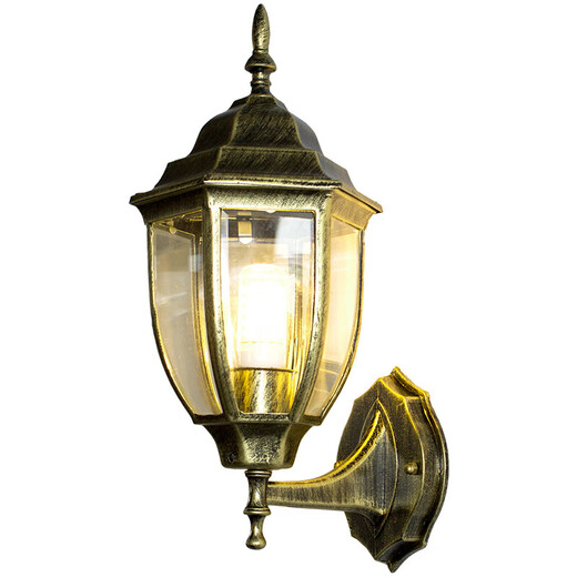 FENGLANQ outdoor wall lamp waterproof European retro balcony garden lamp American aisle staircase outdoor pastoral led wall lamp paint red hexagonal wall lamp