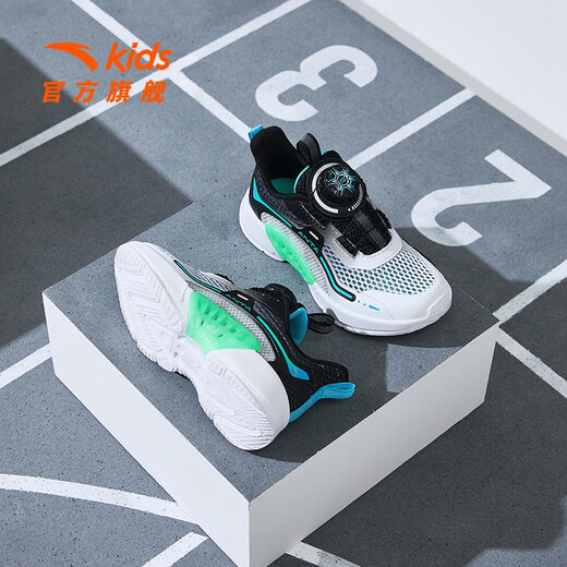 
Anta children's sneakers men's children's shoes 2024 spring and summer new knob button button net leather comfortable and fashionable casual shoes children's shoes [transparent net] white/black/blue 9904-1 28