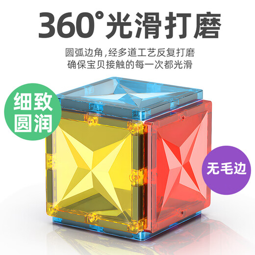 活石儿童磁力片3-6岁积木磁力儿童磁铁玩具磁吸升级1-3岁钻面加固强磁 彩窗100件【含小车*1+豪华装】 2-3-6-12岁儿童生日礼物