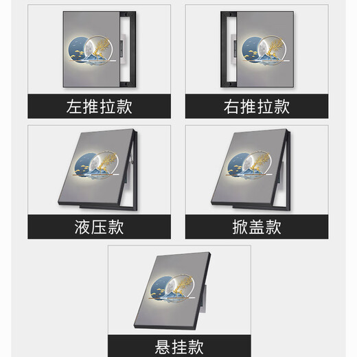 
Shunjixiangli light luxury meter box decoration painting vertical version without punching modern simple restaurant cover switch box hanging painting living room mural JD12046 Fulu moon full 40*50cm (cover 30*40) left push and pull black frame