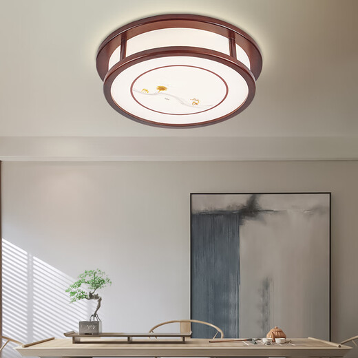 Qianzhang Lamp New Chinese style solid wood ceiling lamp walnut high-end sense home atmospheric mahogany color living room bedroom lamp Guangdong Zhongshan square 120*80CM new Chinese style 240W energy-saving LED white light