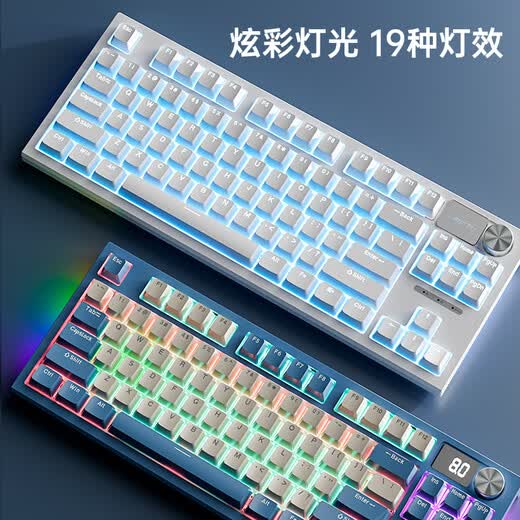 Langtu (LANGTU) LT84 white ice blue wired mechanical keyboard e-sports game office keyboard mechanical pluggable keyboard silver gray axis