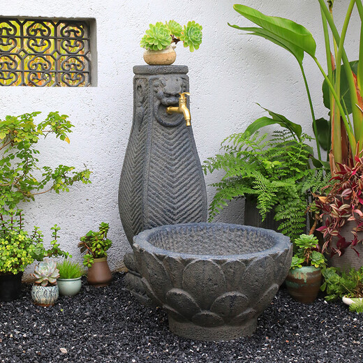 Zhidei courtyard balcony water faucet mop pool outdoor garden decoration landscaping column faucet household floor-standing mop pool Ping An Xile column water faucet without faucet