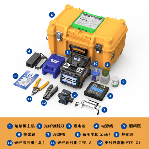 Budi Nanjing Jilong 280T Touchscreenfaser Spleißmaschine Heißmeldmaschine 50 km Konstruktion 500S Mini Vollautomatisch drei-in-Eins-Fix-Jumper Optical Cable Bare Faser Leder Draht KL280T mit Schneidmesserhalterung