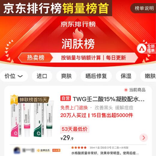 TWG Azelaic Acid 15% 30ml*2 Gel with Salicylic Acid Pore Refining Cream Blackhead Closed Acne Set