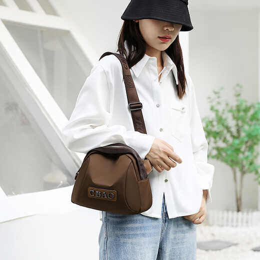 Mia's new one-shoulder small bag women's crossbody bag simple women's bag canvas bag versatile women's Oxford cloth shell bag coffee color
