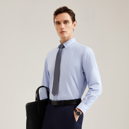 YOUNGOR long-sleeved shirt men's plain thermal shirt to keep warm and keep out the cold VLBN119760IBA light blue 41