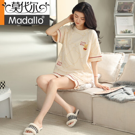 MODAL 2025 Nouveau pyjamas pour les shorts de coton pur d'été pour femmes Le style d'été du printemps et de l'automne peut être porté à l'extérieur de la maison de vêtements à la maison zh-9855 # shorts M (80-100jin [Jin est égal à 0,5 kg]))
