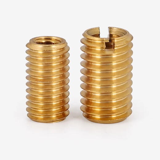 Bingneng brass screw sleeve thread repair sleeve copper internal and external tooth braces slotted screw sleeve reducing nut conversion sleeve self-tapping M2*0.4-M4*0.7-length 5 10 slots