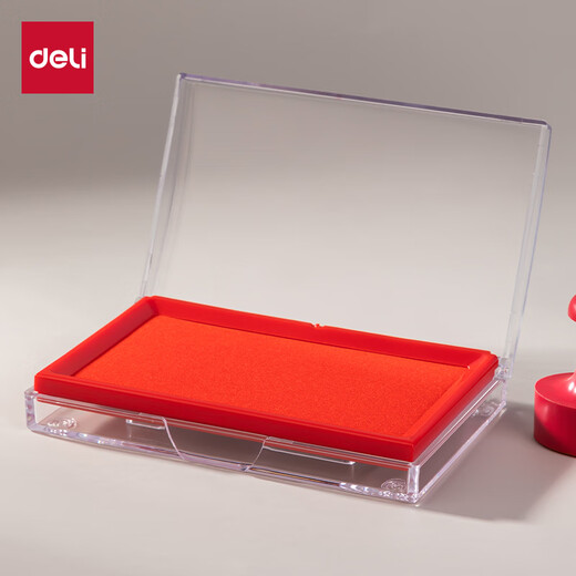 Deli großer Drucktisch Innere Scheibenoberfläche 116*66mm Transparent Shell Square Schnell Trockendrucktisch Siegel finanzielle Auswahl Büroversorgungen rot