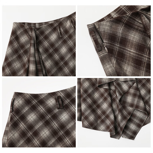 CHIC VEN 2025 new winter design high waist irregular contrasting plaid brushed skirt long skirt for women chicven black M