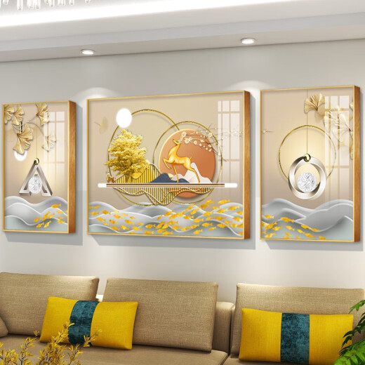 轻奢抽象客厅装饰画感沙发背景墙组合挂画现代简约电视墙壁画 TXMG12004 中间80*60cm/左右40*60cm适用2.