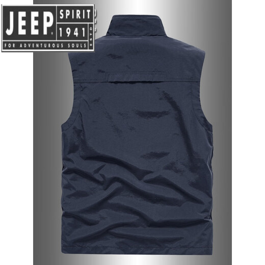 JEEP SPIRIT吉普精神2025春秋马甲男多口袋中老年摄影背心休闲钓鱼工装马夹男 灰色 2XL