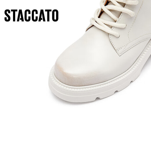 Sijiatu [same as Yang Mi] New winter rock SOLO British Martin boots thick heel short boots EEZ14DD3 Yunrou White Apricot (single) 37