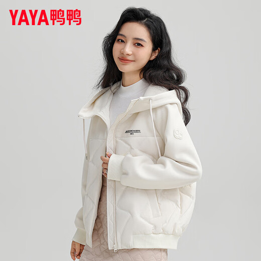 YAYA (YAYA) 90+ Series Lightweight Down Jacket Women's Short 2025 Winter New Fashion Trendy Hooded Jacket Trendy KL Beige M 160/84A