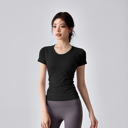 LULULMCCTN yoga short-sleeved women's slimming Pilates professional training sports top morning jogging exercise fitness T-shirt white XL