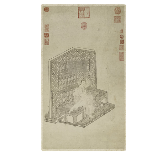南宋白描大士像古代佛道画卷轴名画复仿古画挂画 宋画如来说法图11165 40X68厘米（画心尺寸） 装裱乳白